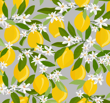 Papel tapiz naturaleza patrón floral cítrico - TenVinilo