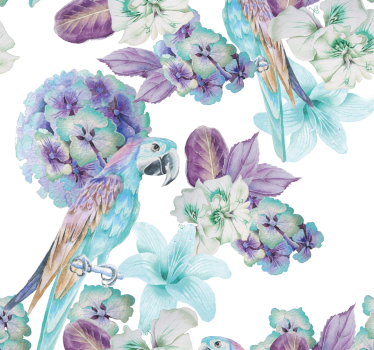 Papel tapiz loros diseño floral de loro - TenVinilo