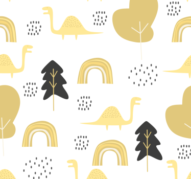 papel pared infantil Dinosaurios amarillos estilo nórdico - TenVinilo