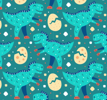 papel pared infantil Dinosaurios verdes t-rex manos arriba - TenVinilo