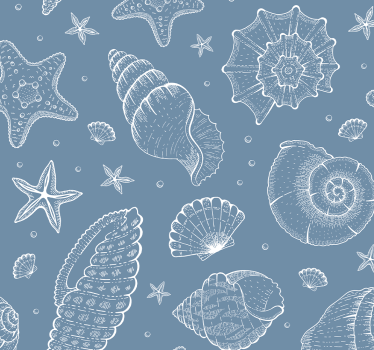Papel tapiz peces motivos de conchas de mar - TenVinilo