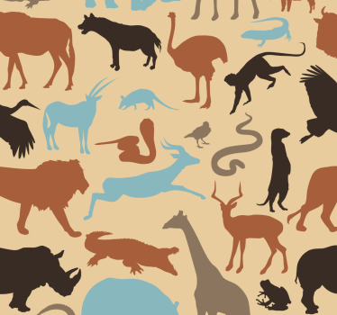 Papel pintado animales Silueta de animales de safari - TenVinilo