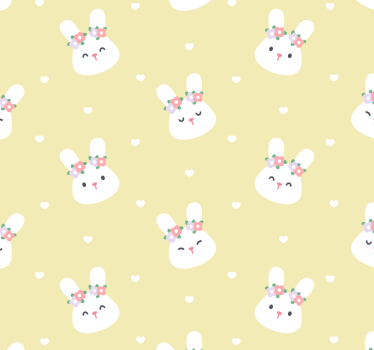 Papel pintado animales Lindos conejos sobre fondo amarillo - TenVinilo