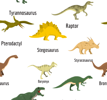 Papel pared infantil dinosaurios con nombres - TenVinilo