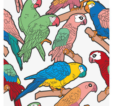 Papel tapiz loros conjunto de loros - TenVinilo