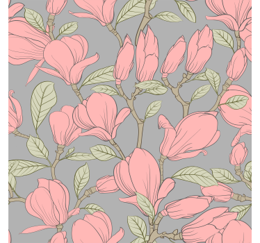 Papel tapiz flores magnolias florales - TenVinilo