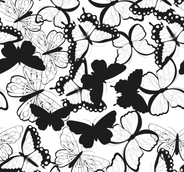 Papel pintado animales Mariposas blancas y negras - TenVinilo