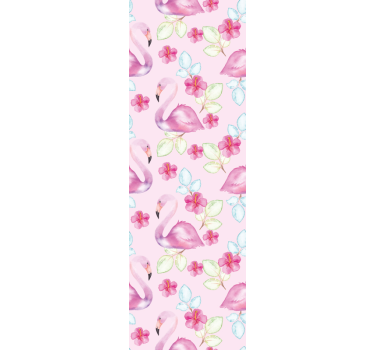 Papel tapiz animales flamencos florales - TenVinilo