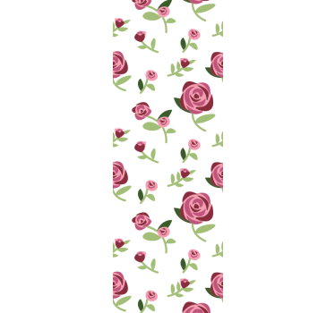 Papel pintado de flores Flores rosadas en ramas verdes - TenVinilo