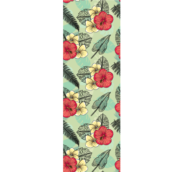 Papel tapiz flores arreglo tropical verde - TenVinilo