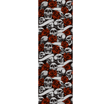 Papel tapiz flores calaveras góticas - TenVinilo