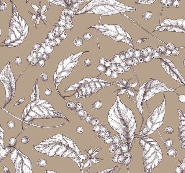 Papel pintado comedor marrón de plantas café - TenVinilo