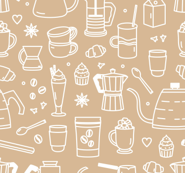 Papeles de pared modernos Patrón de tazas de café y vasos - TenVinilo