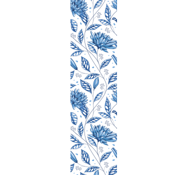 Papel tapiz flores patrón floral azul - TenVinilo