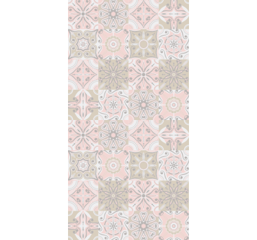 Papel pintado azulejos de cocina rosa y gris - TenVinilo