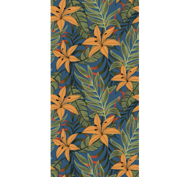 Papel tapiz flores patrón floral tropical - TenVinilo