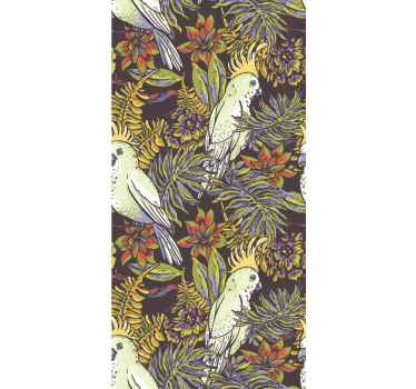 Papel tapiz pájaros patrón de loro tropical - TenVinilo
