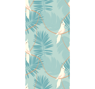 Papel tapiz pájaros motivo de aves tropicales - TenVinilo