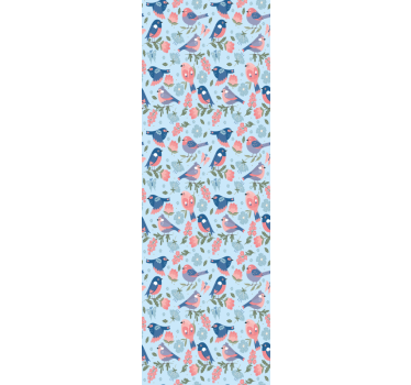 Papel tapiz pájaros patrón floral de pájaros - TenVinilo