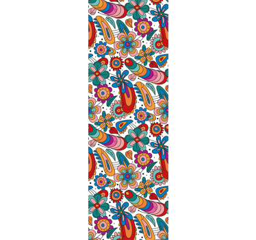 Papel tapiz flores patrón floral caprichoso - TenVinilo