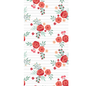 Papel tapiz flores patrón de rayas florales - TenVinilo