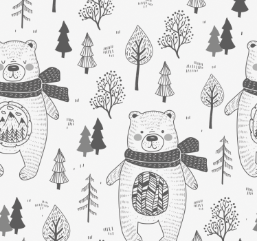 Papel tapiz animales motivo de oso del bosque - TenVinilo