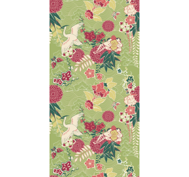 Papel tapiz flores motivo floral de grulla - TenVinilo