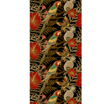 Papel tapiz loros motivo de loro tropical - TenVinilo