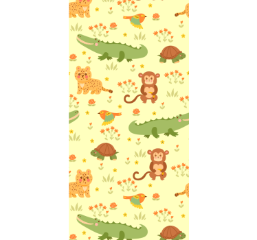 Papel tapiz animales motivo de fauna de la selva - TenVinilo