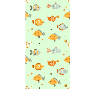 Papel tapiz peces patrón de amigos acuáticos - TenVinilo