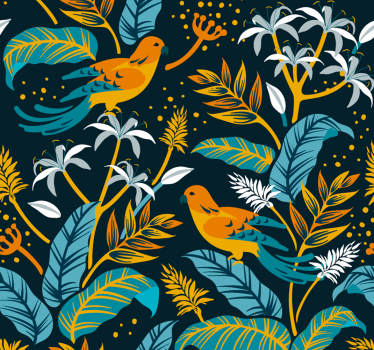 Papel pintado animal aves y hojas - TenVinilo