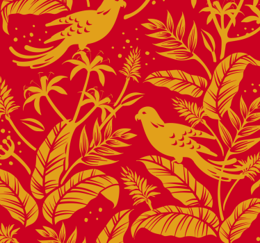 Papel pintado para comedor pájaros rojos - TenVinilo