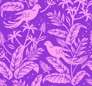 Papel pintado animales pájaros lila - TenVinilo