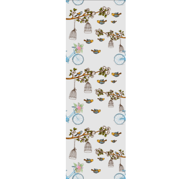 Papel tapiz pájaros diseño de pájaro en bicicleta - TenVinilo