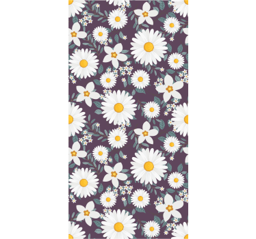 Papel tapiz flores patrón floral de margarita - TenVinilo