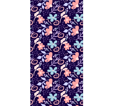 Papel tapiz flores patrón floral morado - TenVinilo