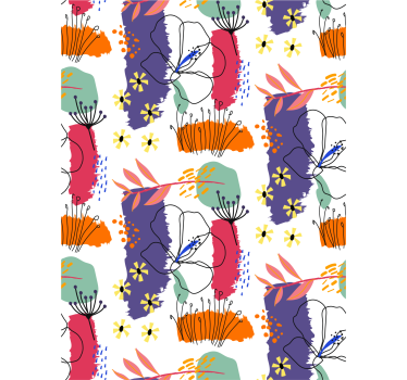 Papel tapiz flores patrón de dibujo botánico - TenVinilo