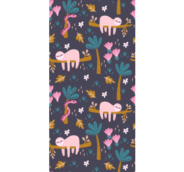 Papel tapiz animales perezosos rosados - TenVinilo
