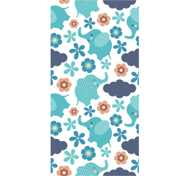 Papel tapiz elefantes juego floral elefante - TenVinilo
