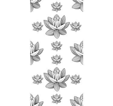 Papel pintado de flores Loto blanco y negro - TenVinilo