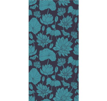 Papel tapiz flores patrón de loto botánico - TenVinilo