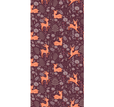 Papel tapiz animales patrón de bosque cervatillo - TenVinilo