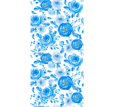 Papel pared nórdico Flores de relojes azules de estilo nórdico - TenVinilo