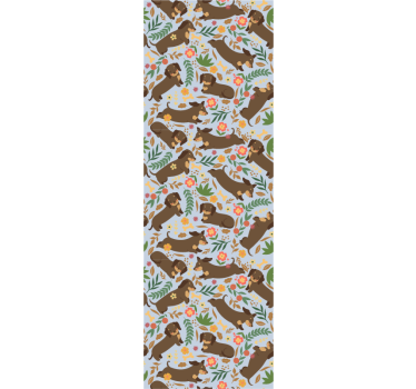 Papel tapiz perros patrón floral de elefante - TenVinilo