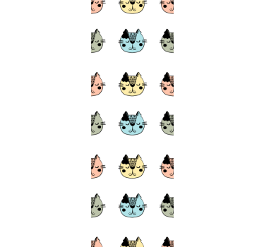 Papel tapiz gatos caras felinas de dibujos animados - TenVinilo