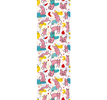 Papel tapiz gatos patrones felinos juguetones - TenVinilo