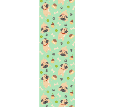 Papel tapiz perros juego de patrón de pug - TenVinilo