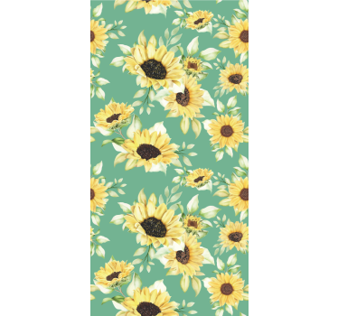 Papel tapiz flores flores de girasol - TenVinilo