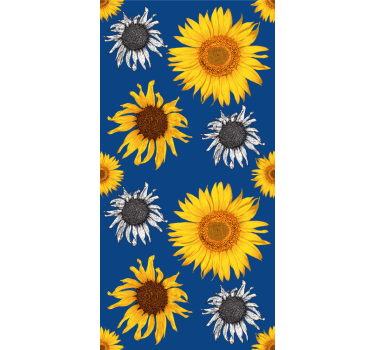 Papel tapiz flores conjunto de girasoles - TenVinilo