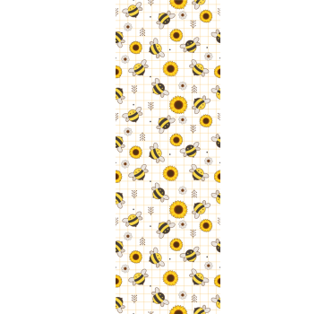 Papel tapiz animales patrón de girasoles de abejas - TenVinilo